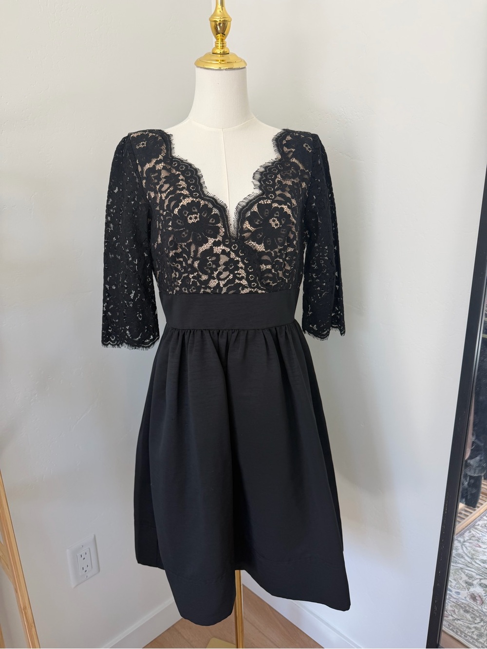 Black Lace Fit-and-Flare Dress